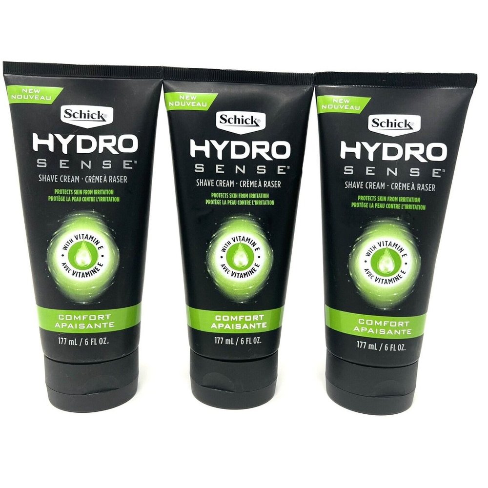 Schick Hydro Sense Comfort Shave Cream with Vitamin E for Men, 6 Ounce, 3 Pack